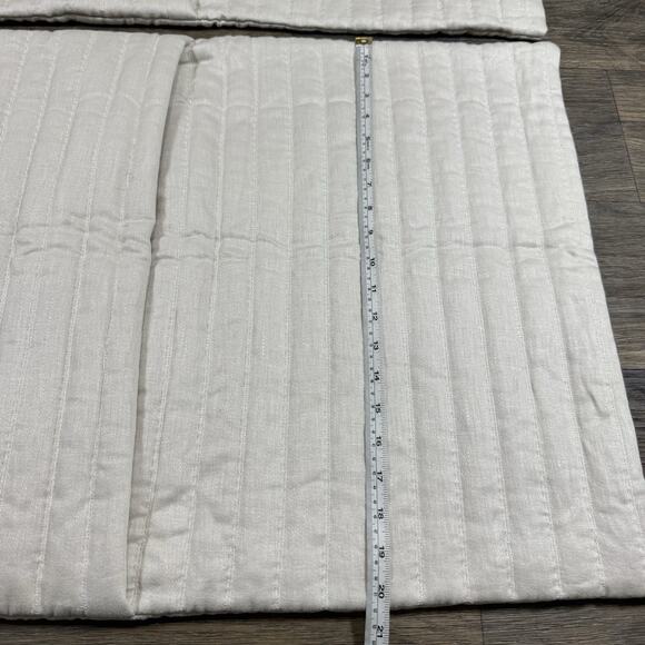 2 RESTORATION HARDWARE CHANNEL STITCHED LINEN QUILTED SHAMS In Sand - Picture 9 of 13